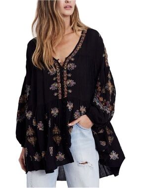 Free People Arianna Embroidered Boho Tunic Dress – Women’s Medium